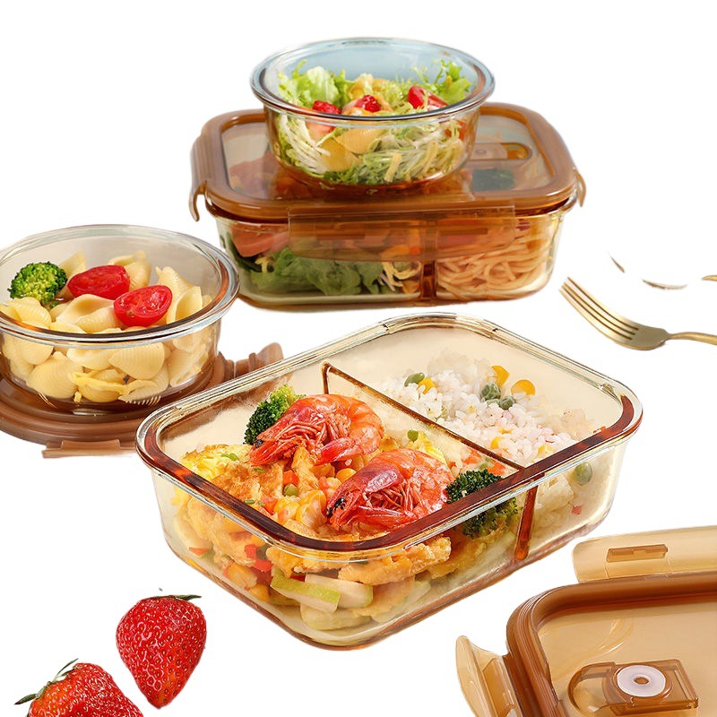 Kontorsarbetare med locket Bento Box Separera färskt skål